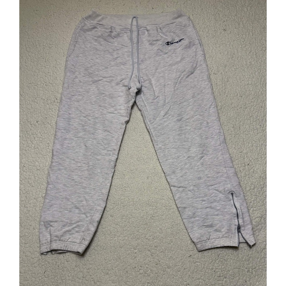 Vintage Champion Mens Gray Ankle Zip Sweatpants Fleece Pants Size M 90s